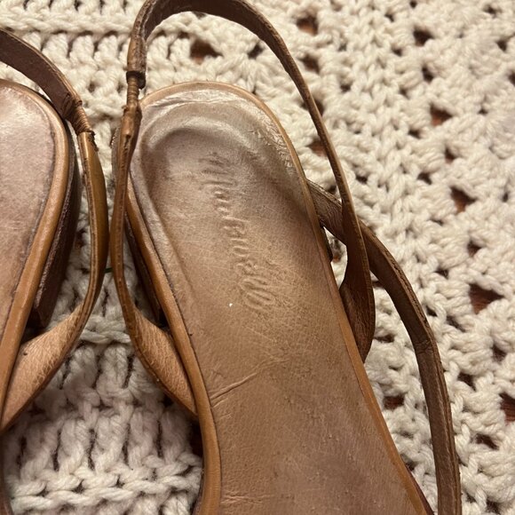 Madewell Heidi Slingback Sandals - Tan Leather Size 8 1/2 - Picture 2 of 7